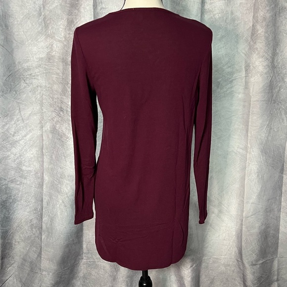 Joan Vass New York Burgundy Crew Neck Long Sleeve Tunic - Medium - Picture 5 of 10